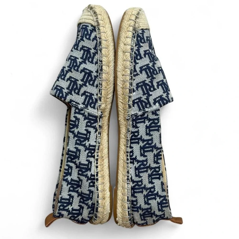 Lauren Ralph Lauren Cameryn II Monogram Jacquard Espadrilles Navy Cream 9.5
